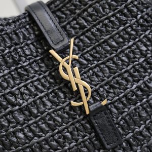 LE 5A7 Mini 15cm Black Raffia Leather GHW