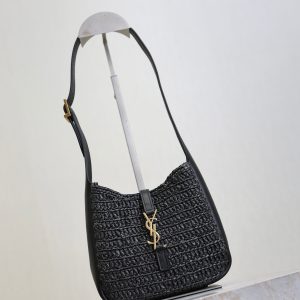 LE 5A7 Mini 15cm Black Raffia Leather GHW
