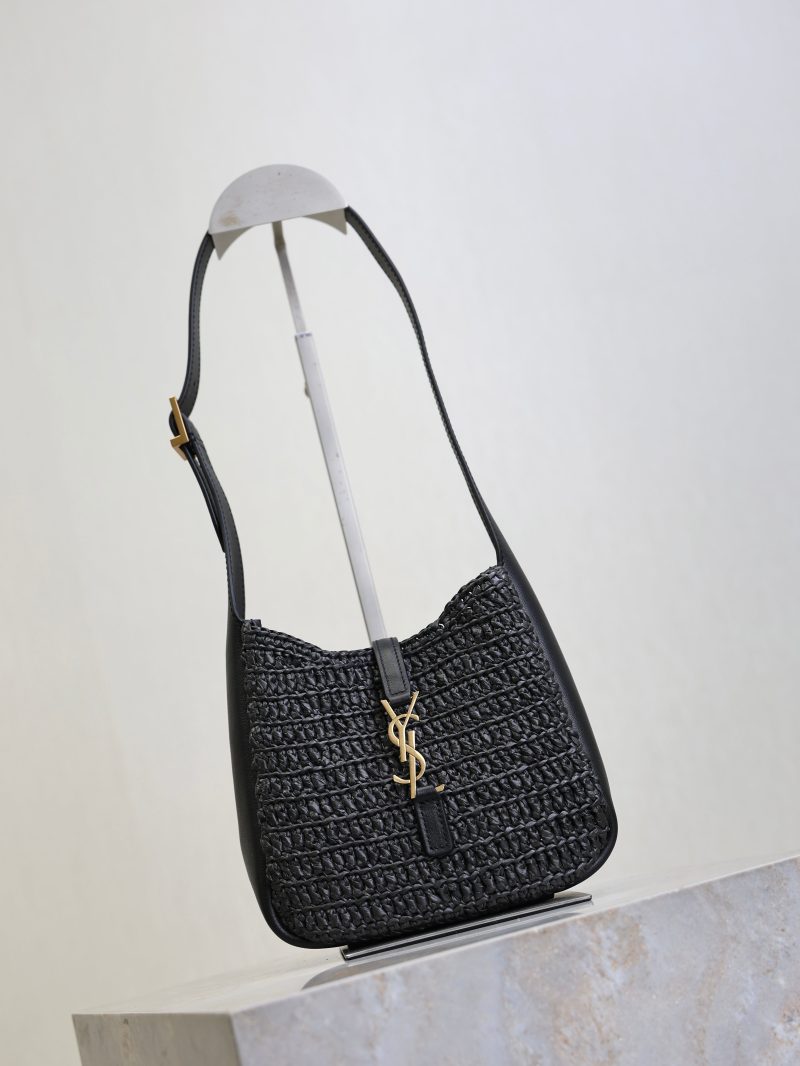 LE 5A7 Mini 15cm Black Raffia Leather GHW