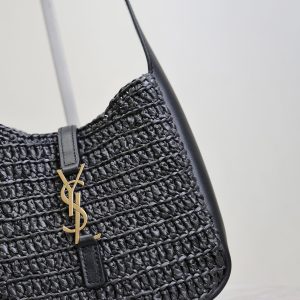 LE 5A7 Mini 15cm Black Raffia Leather GHW