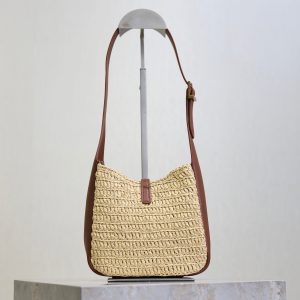 LE 5A7 Mini 15cm Brown Beige Raffia Leather GHW