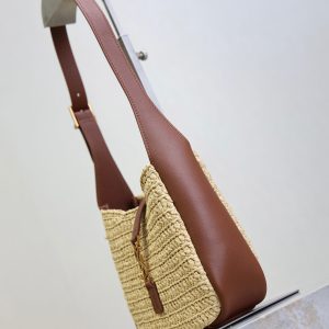 LE 5A7 Mini 15cm Brown Beige Raffia Leather GHW