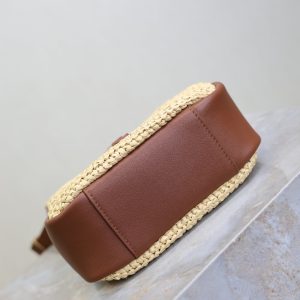 LE 5A7 Mini 15cm Brown Beige Raffia Leather GHW