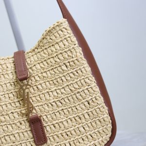 LE 5A7 Mini 15cm Brown Beige Raffia Leather GHW