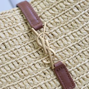 LE 5A7 Mini 15cm Brown Beige Raffia Leather GHW