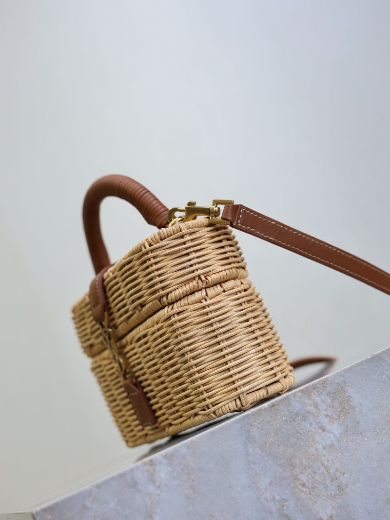 Gaby Vanity Bag Beige Brown Raffia Leather