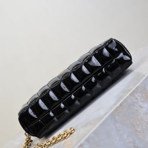YSL Cassandre Matelassé Chain Clutch 18.5cm Black Patent Leather