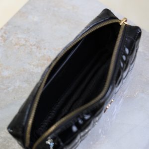 YSL Cassandre Matelassé Chain Clutch 18.5cm Black Patent Leather