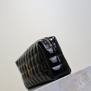 YSL Cassandre Matelassé Chain Clutch 18.5cm Black Patent Leather