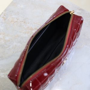 YSL Cassandre Matelassé Chain Clutch 18.5cm Burgundy Patent Leather
