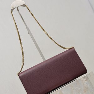 YSL Kate Clutch Bag Burgundy Caviar Leather