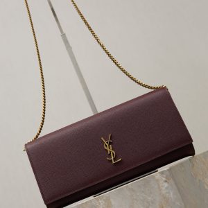 YSL Kate Clutch Bag Burgundy Caviar Leather