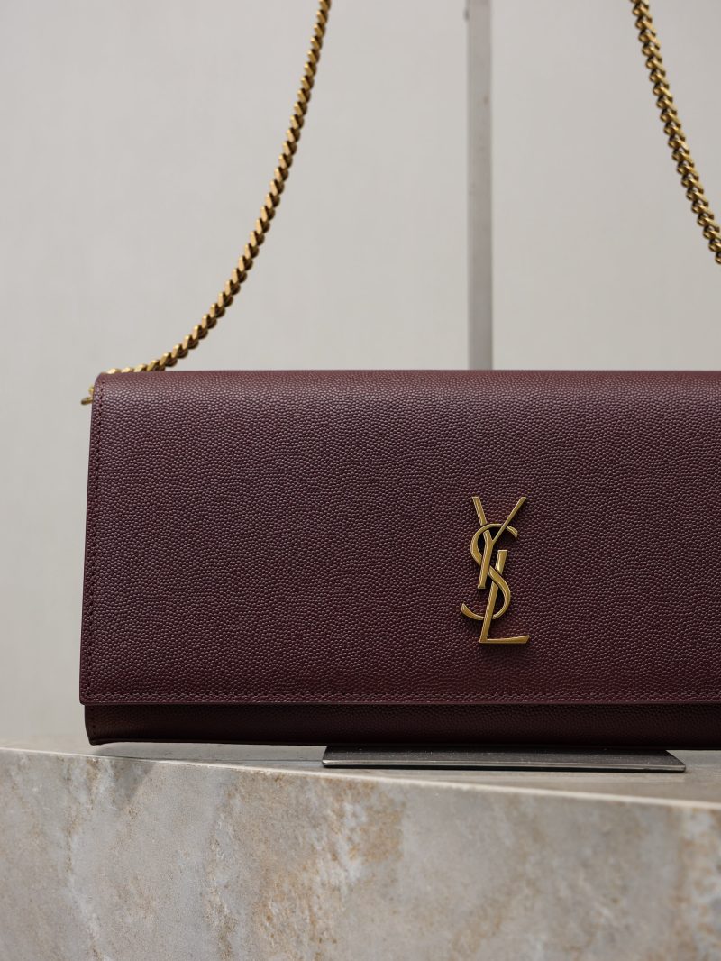 YSL Kate Clutch Bag Burgundy Caviar Leather