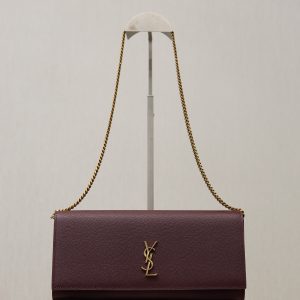 YSL Kate Clutch Bag Burgundy Caviar Leather