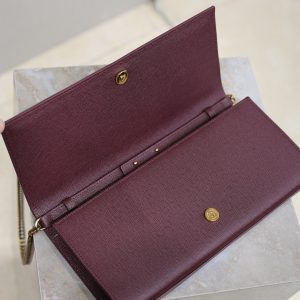 YSL Kate Clutch Bag Burgundy Caviar Leather