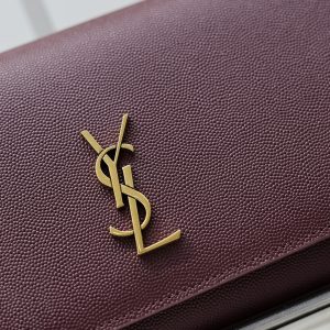 YSL Kate Clutch Bag Burgundy Caviar Leather