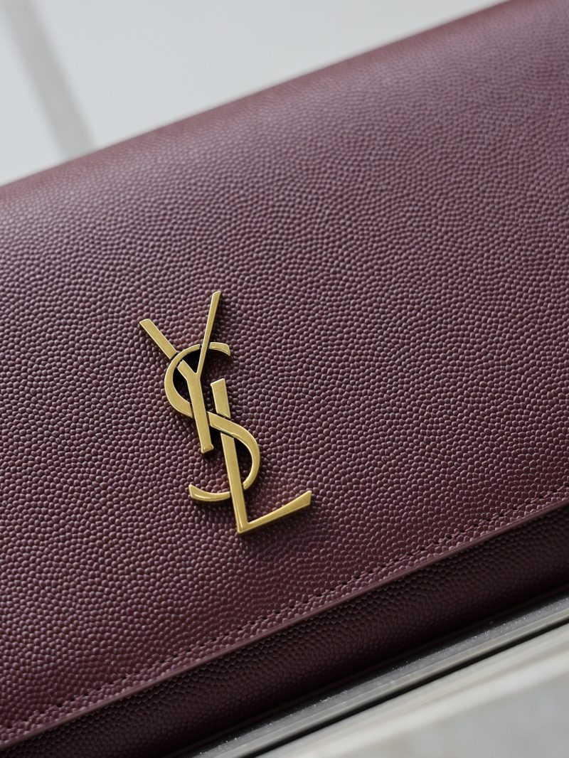 YSL Kate Clutch Bag Burgundy Caviar Leather
