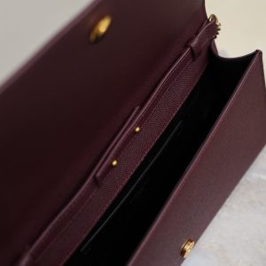 YSL Kate Clutch Bag Burgundy Caviar Leather