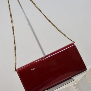 YSL Kate Clutch Bag Burgundy Patent Leather