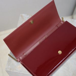 YSL Kate Clutch Bag Burgundy Patent Leather