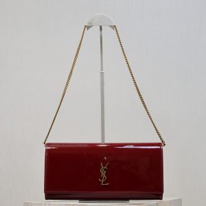 YSL Kate Clutch Bag Burgundy Patent Leather