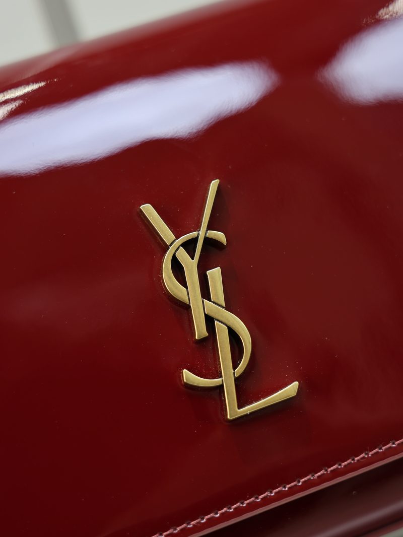 YSL Kate Clutch Bag Burgundy Patent Leather