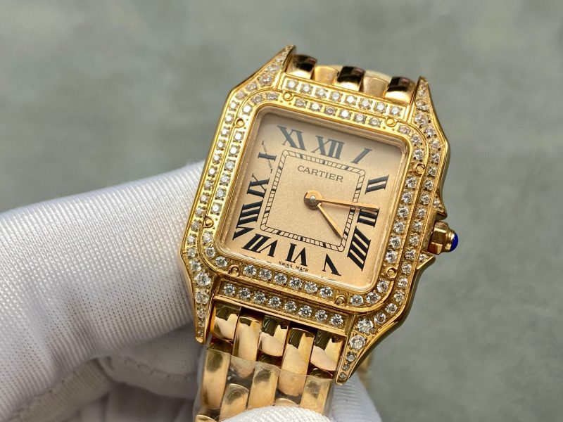 Panthere 27mm Pink Gold Case Diamond Bezel