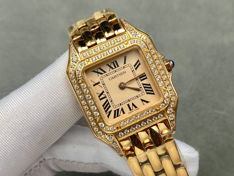Panthere 27mm Pink Gold Case Diamond Bezel
