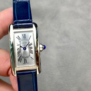 Tank Americane 20mm Silver Case Blue Leather Strap