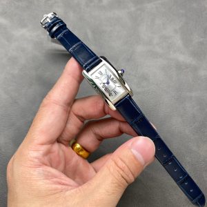 Tank Americane 20mm Silver Case Blue Leather Strap