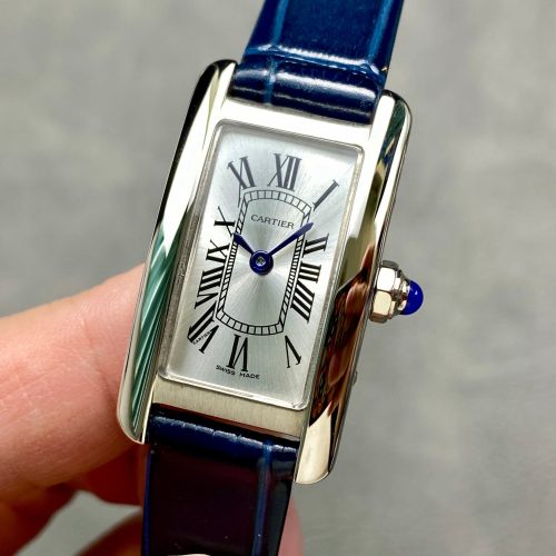 Tank Americane 20mm Silver Case Blue Leather Strap