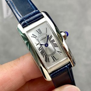 Tank Americane 20mm Silver Case Blue Leather Strap