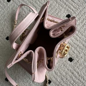 Chanel 2025 Backpack 23cm Pink Grained Calfskin 318275