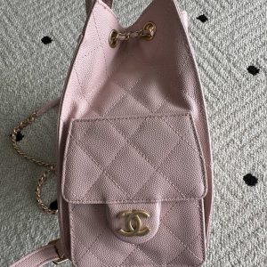 Chanel 2025 Backpack 23cm Pink Grained Calfskin 318275