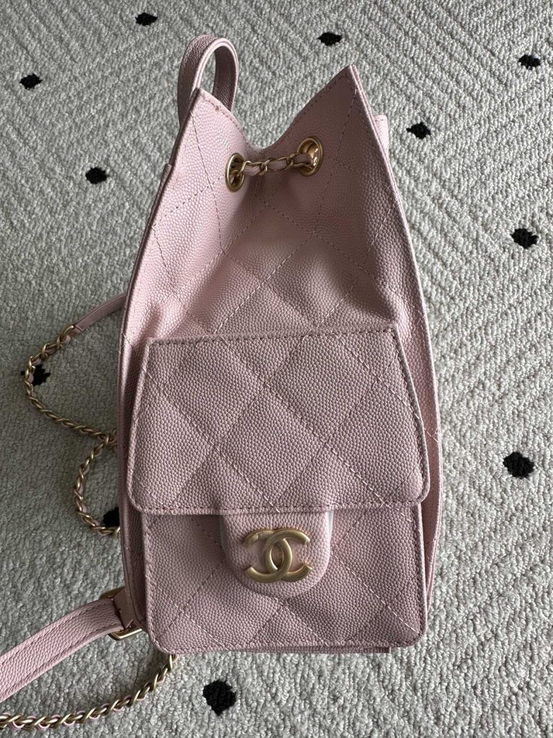Chanel 2025 Backpack 23cm Pink Grained Calfskin 318275