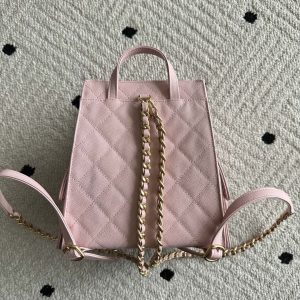 Chanel 2025 Backpack 23cm Pink Grained Calfskin 318275