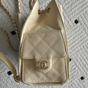 Chanel 2025 Backpack 23cm Light Yellow Grained Calfskin 318276