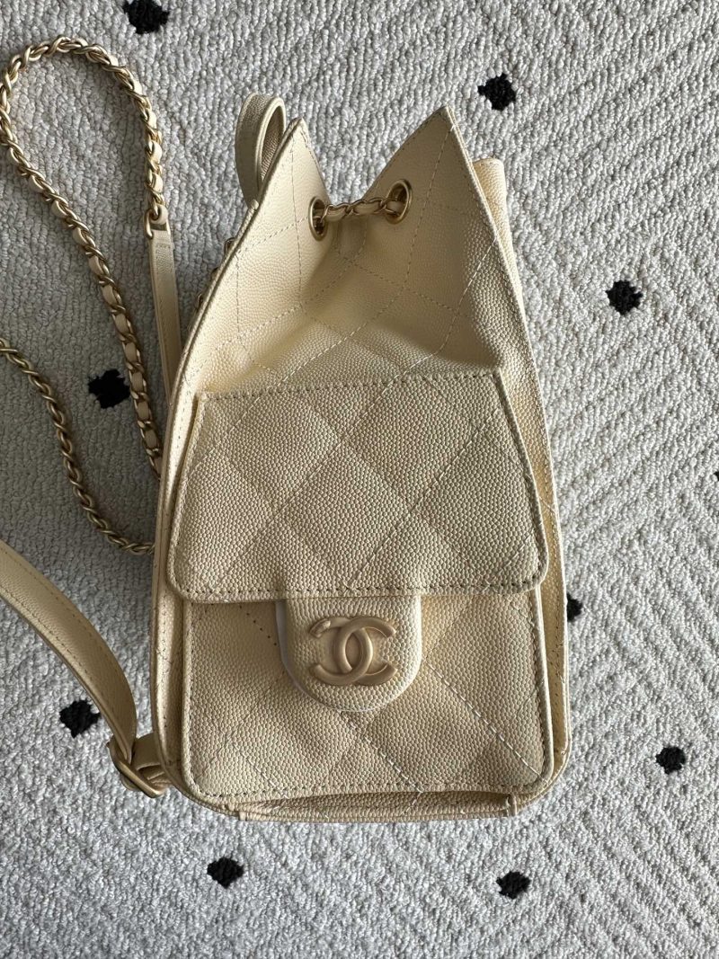 Chanel 2025 Backpack 23cm Light Yellow Grained Calfskin 318276