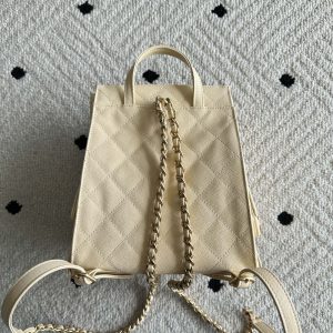 Chanel 2025 Backpack 23cm Light Yellow Grained Calfskin 318276