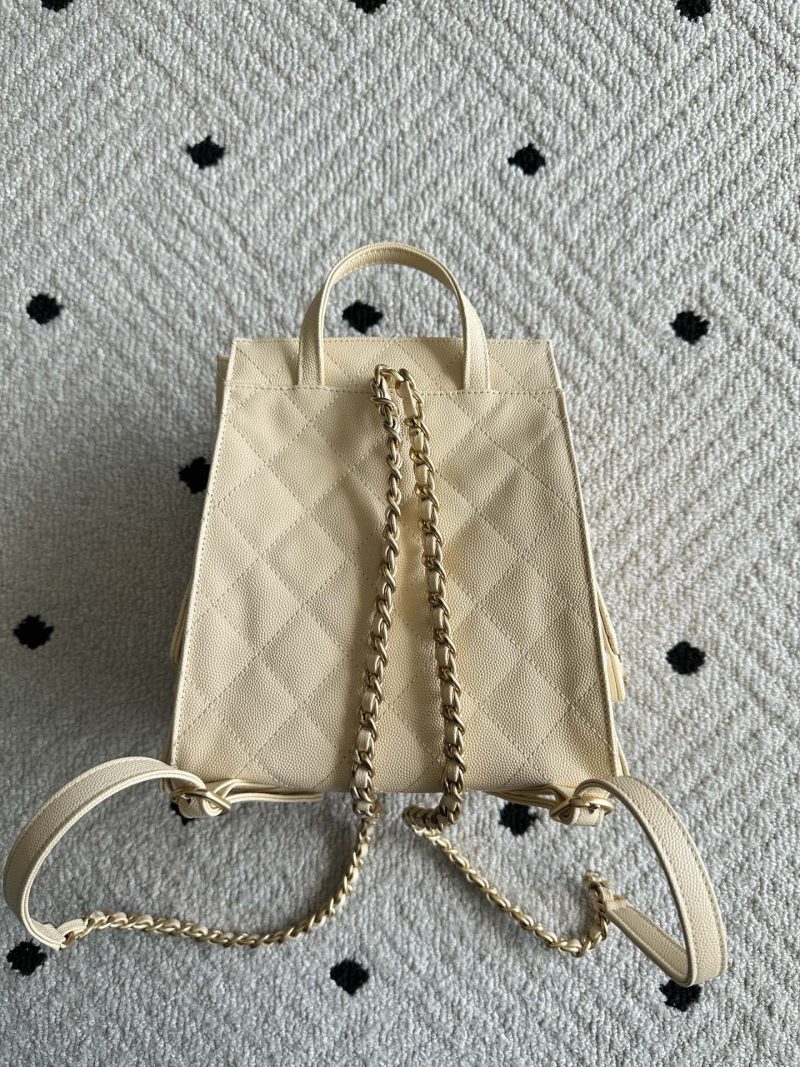 Chanel 2025 Backpack 23cm Light Yellow Grained Calfskin 318276