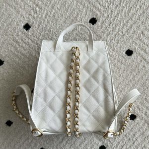 Chanel 2025 Backpack 23cm White Grained Calfskin 318277