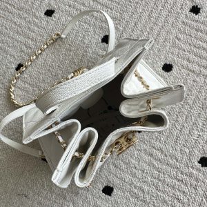 Chanel 2025 Backpack 23cm White Grained Calfskin 318277