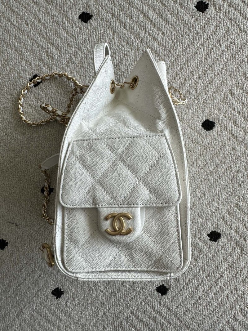 Chanel 2025 Backpack 23cm White Grained Calfskin 318277