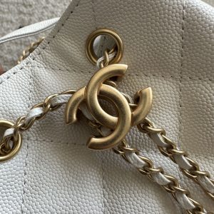 Chanel 2025 Backpack 23cm White Grained Calfskin 318277