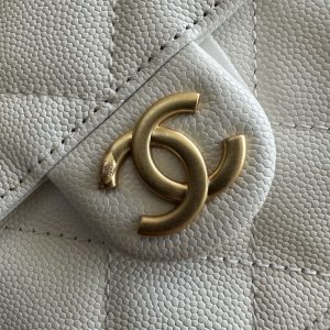 Chanel 2025 Backpack 23cm White Grained Calfskin 318277