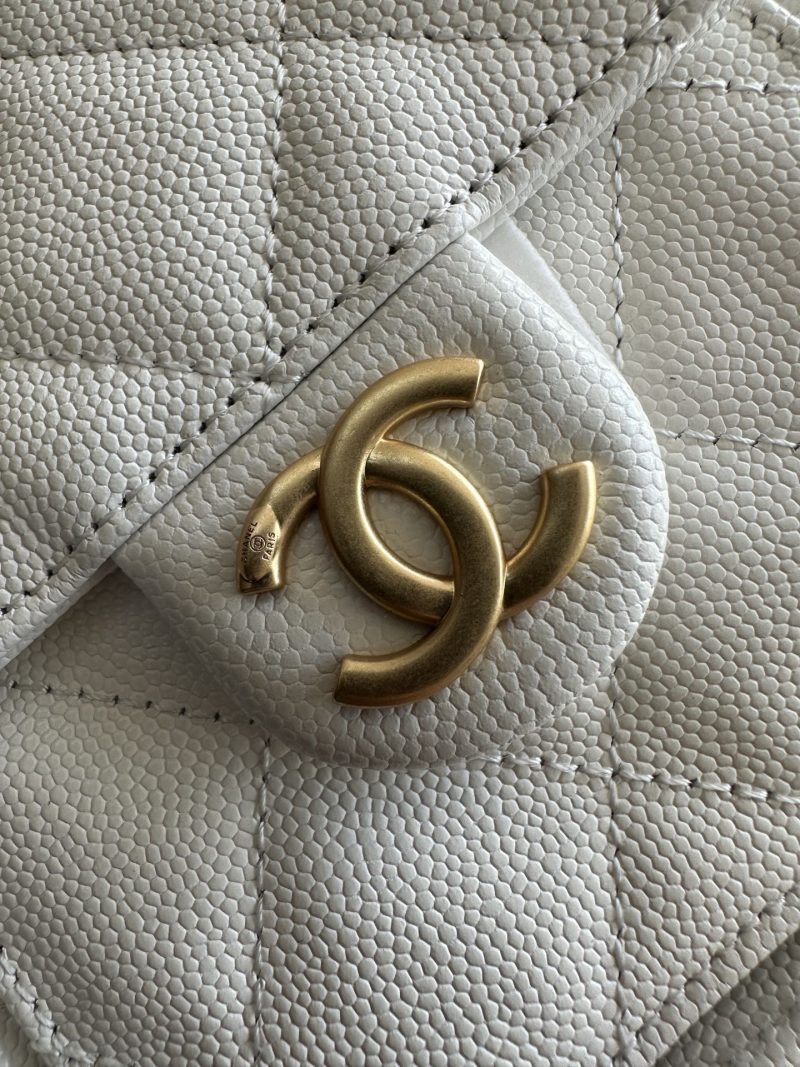 Chanel 2025 Backpack 23cm White Grained Calfskin 318277