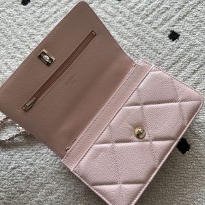 Chanel 2025 Trendy CC Wallet on Chain 19cm Bag Pink Caviar Leather 320290