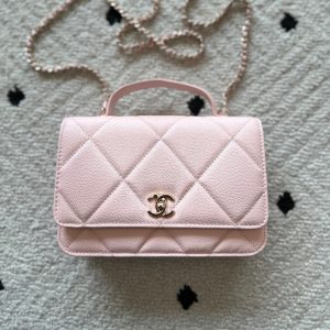 Chanel 2025 Trendy CC Wallet on Chain 19cm Bag Pink Caviar Leather 320290