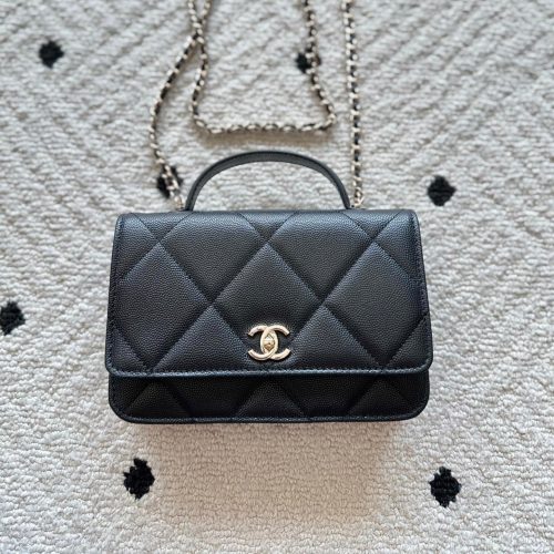 Chanel 2025 Trendy CC Wallet on Chain 19cm Bag Black Caviar Leather 320291