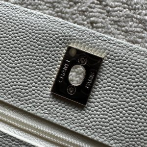 Chanel 2025 Trendy CC Wallet on Chain 19cm Bag White Caviar Leather 320292